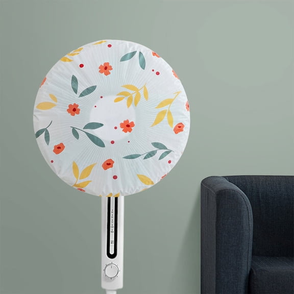 Round Electric Fan Guard Dust Cover, Cartoon Floral Pattern Electric Fan Dust proof Round Elastic Dust Cover Protection for Household Floor Fans Pedestal Fans 17.7In
