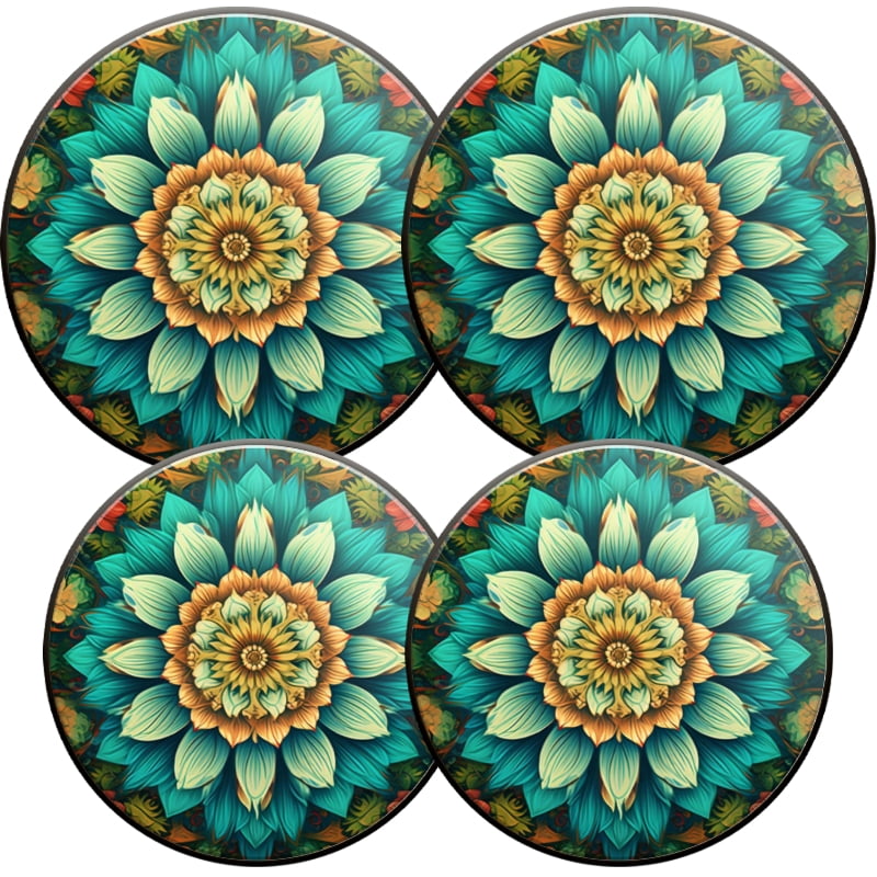 Round Electric Stove Burner Covers, Intricate Mandala Blooming Flower 4Pcs Top Covers for Electric Stove Burner for Kitchen Decoration, 8 Inches and 10 Inches