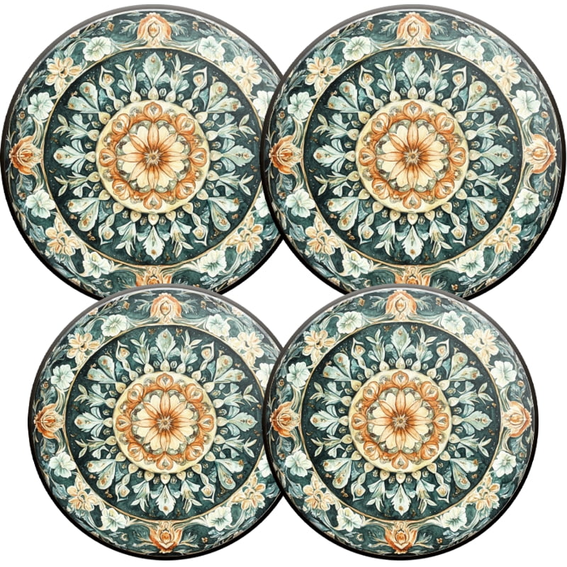 Round Electric Stove Burner Covers, Vintage Boho Intricate Floral Print 4Pcs Top Covers for Electric Stove Burner for Kitchen Decoration, 8 Inches and 10 Inches