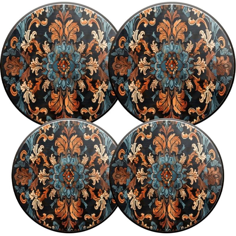 Round Electric Stove/Range Burner Cover, Boho Vintage Chic Flowers Print Durable Gas Stove Burner Covers Conceals Messy Drip Pans Set of 4 for Kitchen, 8 Inches and 10 Inches