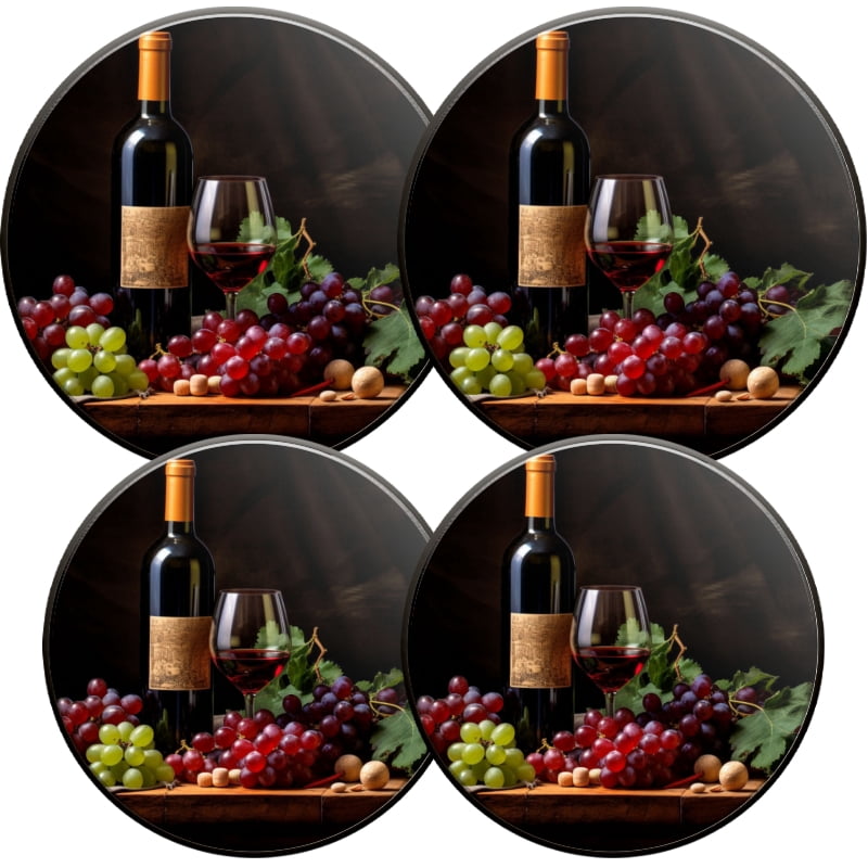 Round Electric Stove/Range Burner Cover, Wine and Grapes Print Durable Gas Stove Burner Covers Conceals Messy Drip Pans Set of 4 for Kitchen, 8 Inches and 10 Inches