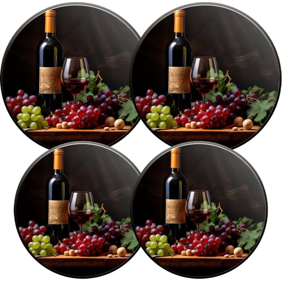 Round Electric Stove/Range Burner Cover, Wine and Grapes Print Durable Gas Stove Burner Covers Conceals Messy Drip Pans Set of 4 for Kitchen, 8 Inches and 10 Inches