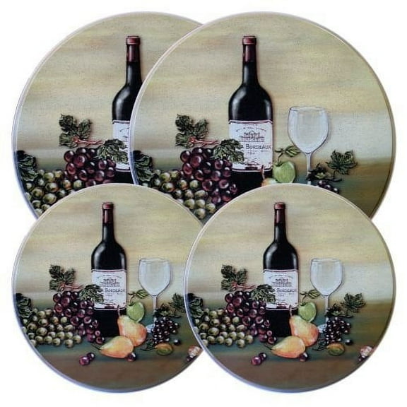 Round Electric Stovetop Burner Cover Set of 4, Wine & Vines