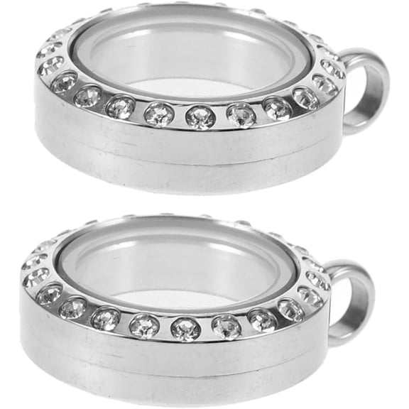 Round Elegant Floating Locket Pendant Stainless Steel Photo Frame Necklace with Glass Window for Cherished[n522]