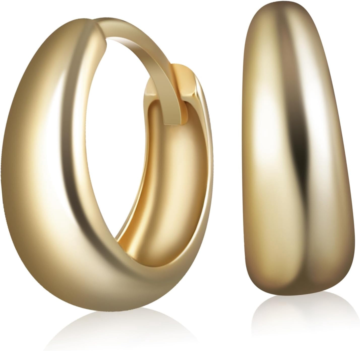 Round Elegant Hoop Earrings Chunky Thick Metal Earrings Statement Women Lightweight Ear Jewelry[r058]