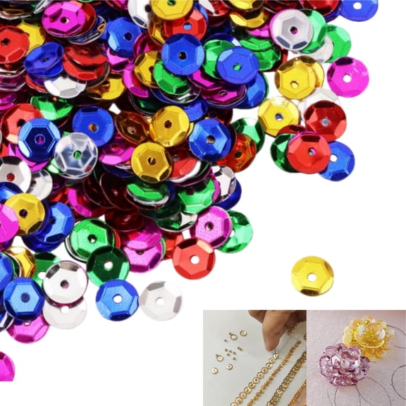 Round Embroidery Craft Sequins,Cup Spangles for Sewing,Wedding Confetti Decoration Accessories(6mm/0.24in,Mixed Color)