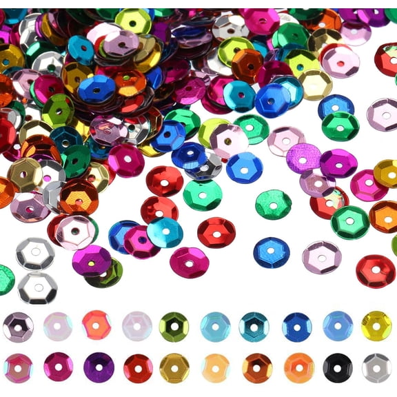Round Embroidery Craft Sequins,TGY 9000 Pcs 6mm Loose Sequins Bulk,Iridescent Sequin Spangles for Crafts Christmas Ball Wedding DIY Arts Sewing Dress Decoration