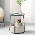 thumbnail image 1 of Round End Side Table with Fabric Storage Basket Bedside Table Nightstand for Living Room Bedroom Dove Gray Classic White, 1 of 7
