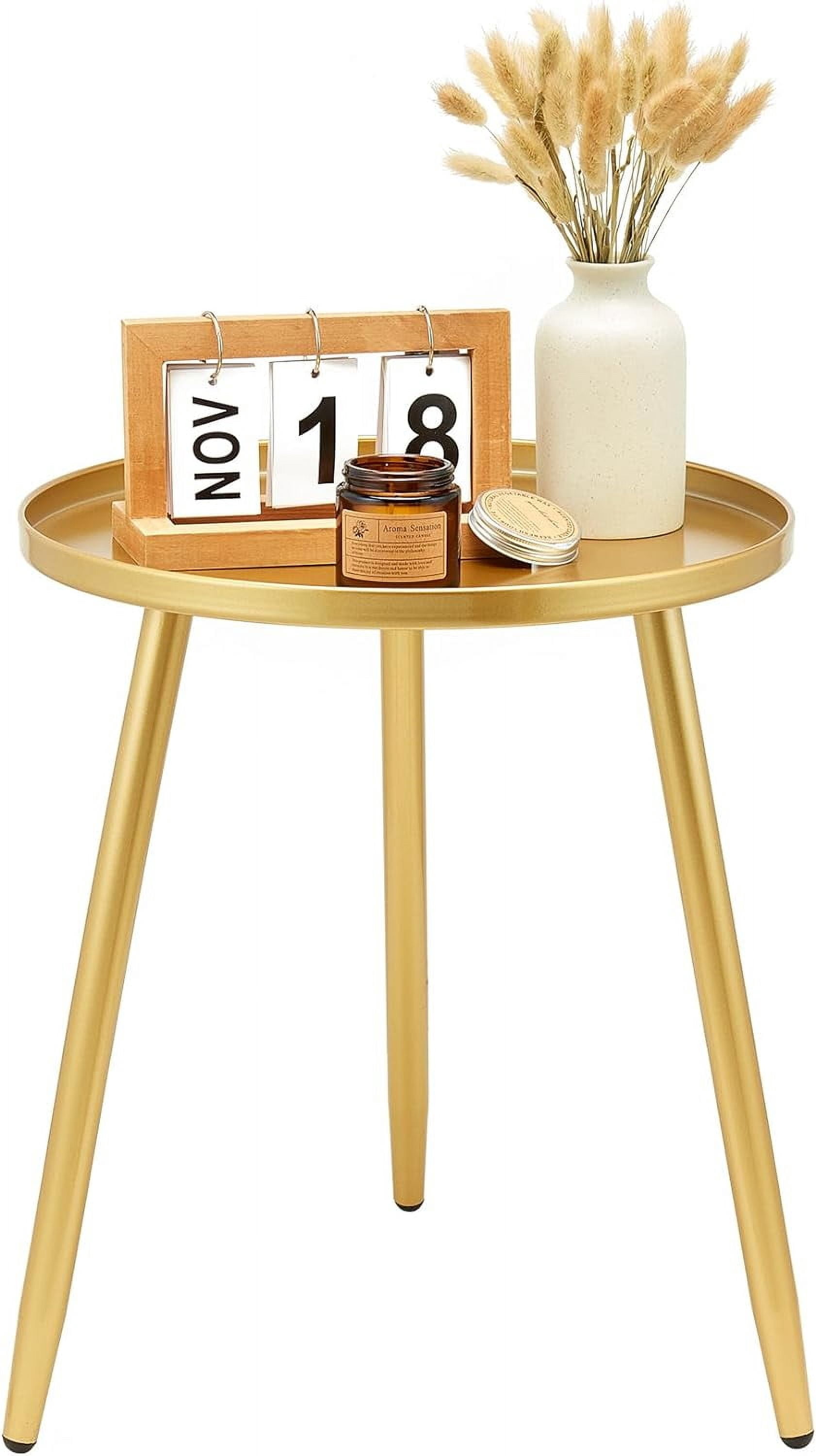 Round End/Side Tables for Living Room, Ideal for Any Room-Side Tables Living Room, Bedroom, Gold ...