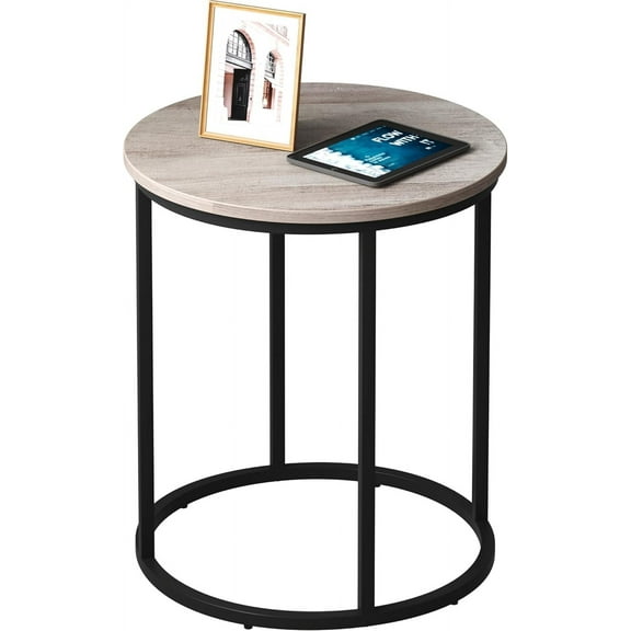 Round End Table, 20" Accent Small Side Table Nightstand Modern Bedside Table for Living Room Bedroom Office Small Spaces, Grey
