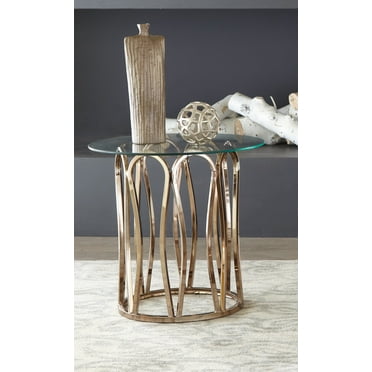 Round End Table Chocolate Chrome and Clear