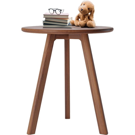 Round End Table Coffee Table Bedside Table Night Stand for Living Room Bedroom & Balcony, 100% Natural Solid Oak Wood Easy to Assemble