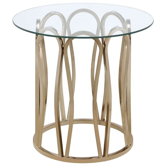 Round End Table, Contemporary Accent Table, Living Room Table - Chocolate & Chrome
