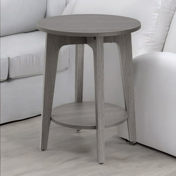 Round End Table Farmhouse Small Side Table Living Room Corner Table Drink Table Smoky Gray