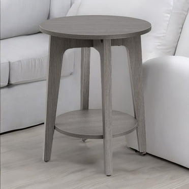 Round End Table Farmhouse Small Side Table Living Room Corner Table Drink Table Smoky Gray