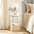 thumbnail image 1 of Round End Table Gold Side Table Nightstand with Metal Frame Coffee Table for Living Room Bedroom Gold, 1 of 7