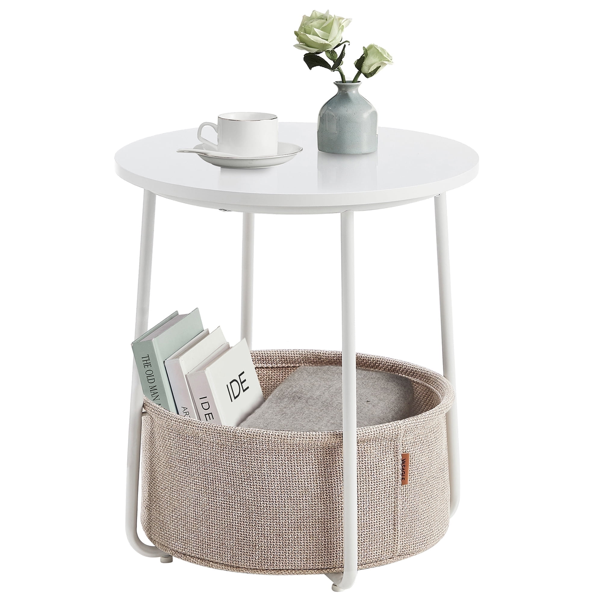 VASAGLE Small Round End Side Table with Storage Basket VASAGLE Small Round End Side Table with Storage Basket