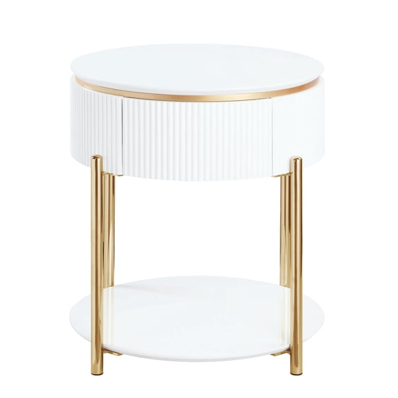 Round End Table | Sleek High-Gloss Surface | Crafted from Composite Wood | Solve Storage Problem