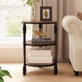 thumbnail image 1 of Round End Table, Small Side Table with 3 Shelves for Living Room, Bedroom, Night Stand Accent Coffee Table with Steel Frame for Small Spaces, Rustic Brown, 1 of 7