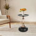 thumbnail image 1 of Round End Table W/Large Tray Metal End Table For Living Rooms And Yards Black, 1 of 14