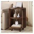 thumbnail image 1 of Round End Table, Wood Nightstand, Modern Bedside Table with Shelf, 3 Tier Small Side Table for Living Room Bedroom, Walnut - 19.7"D x 15.8"W x 15.8"H, 1 of 9
