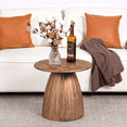 thumbnail image 1 of Round End Table for Living Room, Metal Small Side Table, Modern Nightstand Tea Table for Living Room, Walnut, 1 of 6