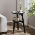 thumbnail image 1 of Round End Table for Small Spaces, Narrow Side Table, Accent Table Night Stand with 2 Tier Shelf for Bedroom and Living Room, Black, 1 of 16