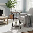 thumbnail image 1 of Round End Table with 3-Tier Storage - Dark Cherry Finish, 1 of 9