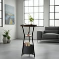 thumbnail image 1 of Round End Table with 3-Tier Storage - Rustic Brown Nightstand for Small Spaces, 1 of 9