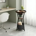 thumbnail image 1 of Round End Table with Charging Station - 3-Tier Nightstand for Bedroom, 1 of 9