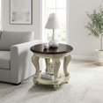 thumbnail image 1 of Round End Table with Lower Shelf - Beige and Espresso Two-Tone Finish, 1 of 10