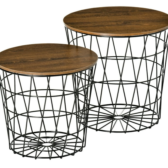Round End Tables with Detachable Tabletop and Storage / Convenient for Home Use