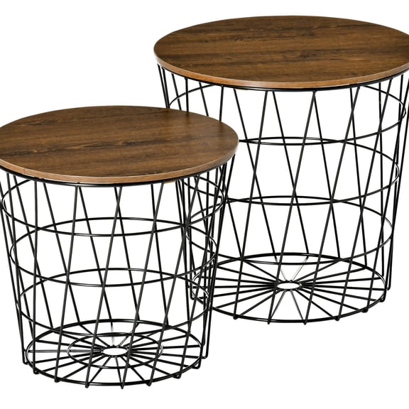 Round End Tables with Detachable Tabletop and Storage / Convenient for Home Use