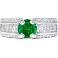 thumbnail image 1 of Round Engagement Ring Green Emerald Cubic Zirconia White Tone 925 Sterling Silver, Size 8, 1 of 7