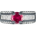 thumbnail image 1 of Round Engagement Ring Ruby Cubic Zirconia Black Tone 925 Sterling Silver, Size 7, 1 of 7