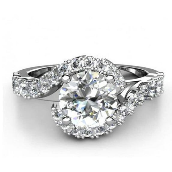 Round Engagement Ring in 18k White Gold Plated / Certified 2.50 Ct Moissanite Engagement Rings / Solitaire Moissanite Ring / Gold Promise Ring