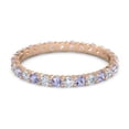 thumbnail image 1 of Round Eternity Band Tanzanite White Cz 925 Sterling Silver Rose Plated Ring, 1 of 4