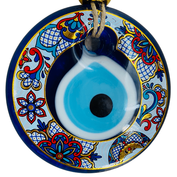Round Evil Eye Wall Hanging Red Blue Home Decor Mauvais Oeil Home Housewarming Gift