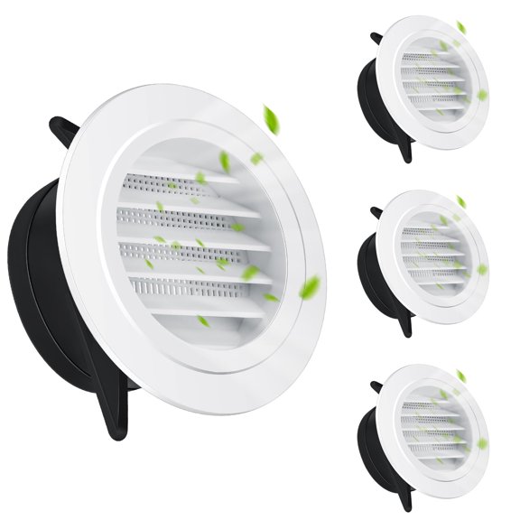 Round Exhaust Vents White 6 Inch 4 Count For Home Bathroom Office Kitchen