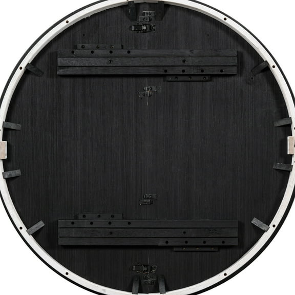 Round Extendable Solid Wood Table, Antique White + Oak Natural Style Decoration