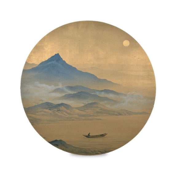 Round Fabric Placemat, Heat Resistant Wear-Resistant Table Mat 15.4x15 ...