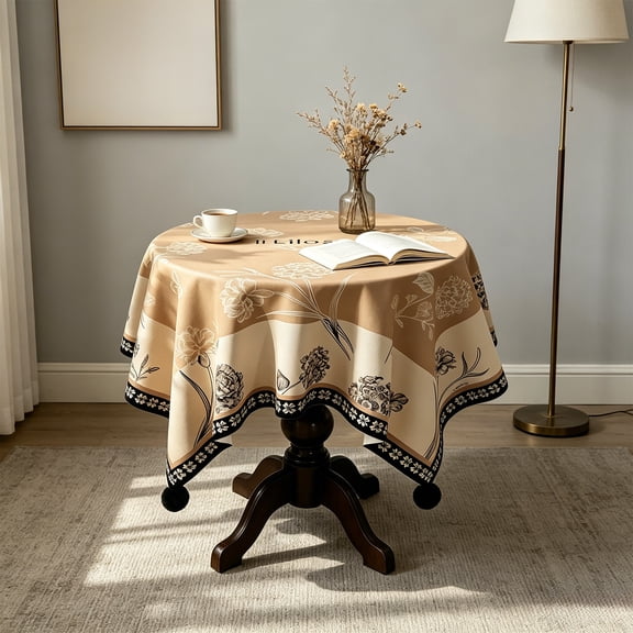 Round Fabric Table Cover, Soft Fabric Smooth Touch Anti Dirty Practical Design, Coffee Table Decor Cloth, Protective Sheet for Living Room Bedroom Home Daily Desktop Decoration Protection