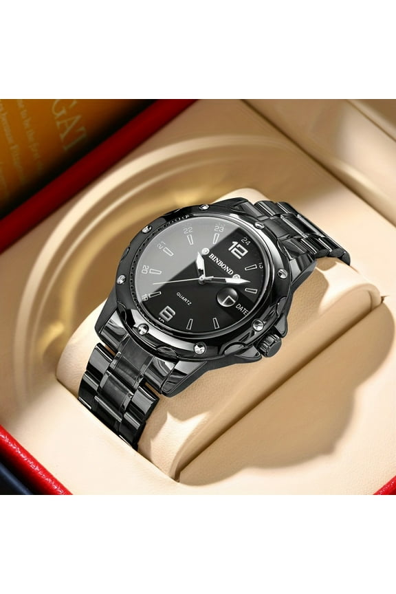 Round Face Quartz Sports Watch for Men - Luminous Date Display, Electronic Movement, Alloy Case, Non-Waterproof - Fashionable Timepiece for Active Lifestyles