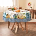 thumbnail image 1 of Round Fall Tablecloth,Thanksgiving Autumn Harvest Blue Pumpkin Sunflower Maple Leaf Table cloth,Polyester Waterproof Wrinkle Resistant Durable Tablecloth for Fall,Thanksgiving,Home Decor 60x60inch, 1 of 6