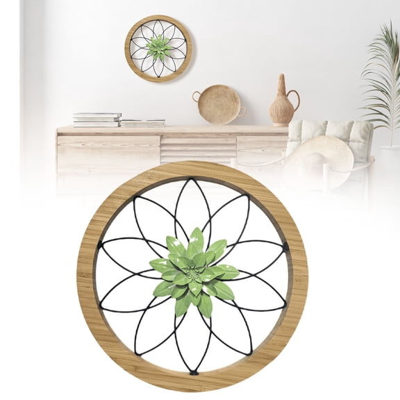 Round Farmhouse Wall Decor 11.81'' Wood & Metal Rustic Wall Art For Living Room Bedroom Kitchen Bathroom Dining Room Home Decorations