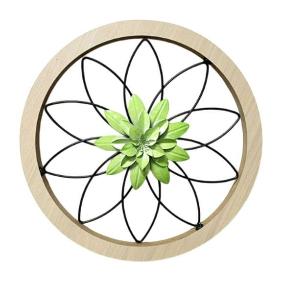 Round Farmhouse Wall Decor - Rustic Wood Metal Wall Art with 3D Iron Flowers,Vintage Hanging Medallion for Living Room, Bedroom,Kitchen,Bathroom,Dining Room,Indoor Outdoor Home Decorations (11.81In)