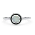 thumbnail image 1 of Round Fashion Ring Oxidized Lab Created White Opal Solid 925 Sterling Silver Size 10, 1 of 5