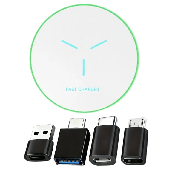 Round Fast Wireless Charging Station for iPhone Samsung IPod TWS Earbuds Travel Charger and Desk Organizer Space Saving Efficient Power Transmission Sturdy Wireless Dock