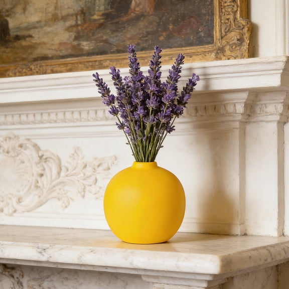 Round Faux Ceramic Vase Planter,Ceramic-Like Modern Finish,Lightweight Shatterproof Safe,Versatile Tabletop Shelf Decor,For Home Office Bathroom Dorm Centerpiece Decoration