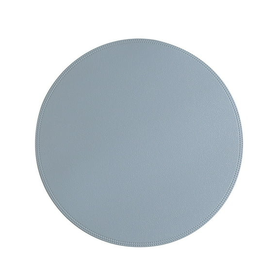 Round Faux Leather Placemats, Solid Color Easy-Clean, Heat-Resistant Coffee Kitchen Table Mats ( Blue )